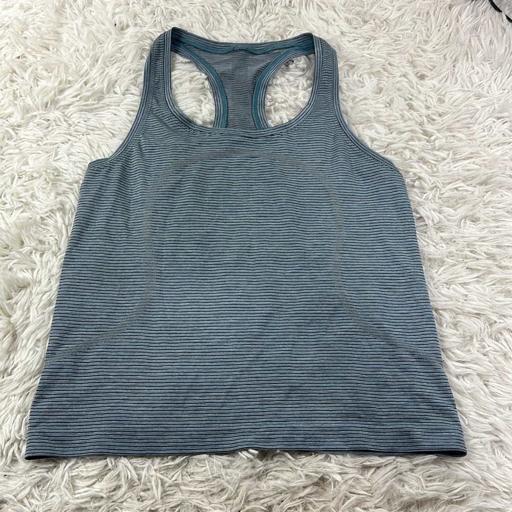 Lululemon Swiftly Tech Racerback 2.0 *Race Length Tetra Stripe Rhino Grey / Blac